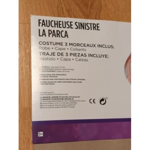 Grim Reaper Girl Large Kids Halloween Costume Skeleton Dress Cape Leggings - Picture 4 of 11